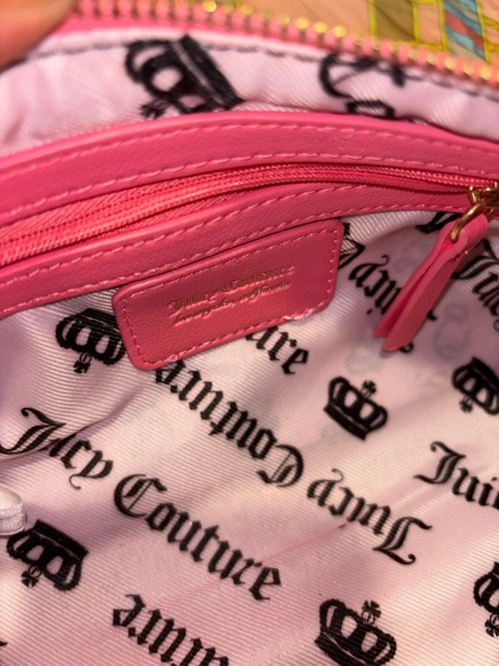 Juicy Couture Retro Green and Pink HandBag with Complimentary bag charms